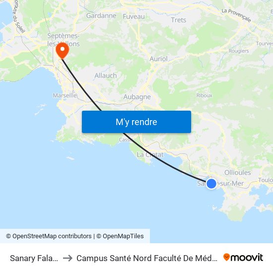 Sanary Falaise to Campus Santé Nord Faculté De Médecine map