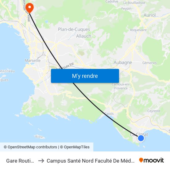 Gare Routière to Campus Santé Nord Faculté De Médecine map