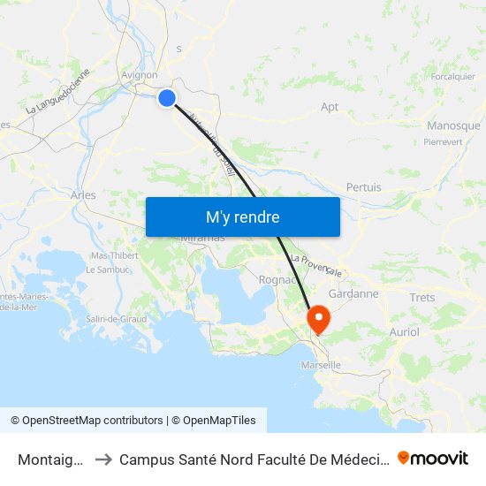Montaigne to Campus Santé Nord Faculté De Médecine map