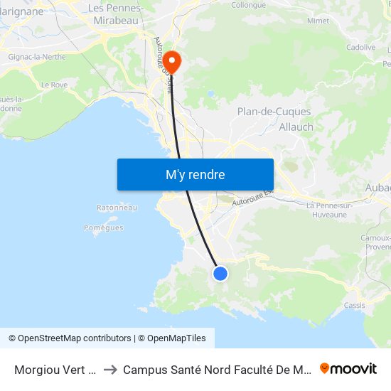 Morgiou Vert Plan to Campus Santé Nord Faculté De Médecine map