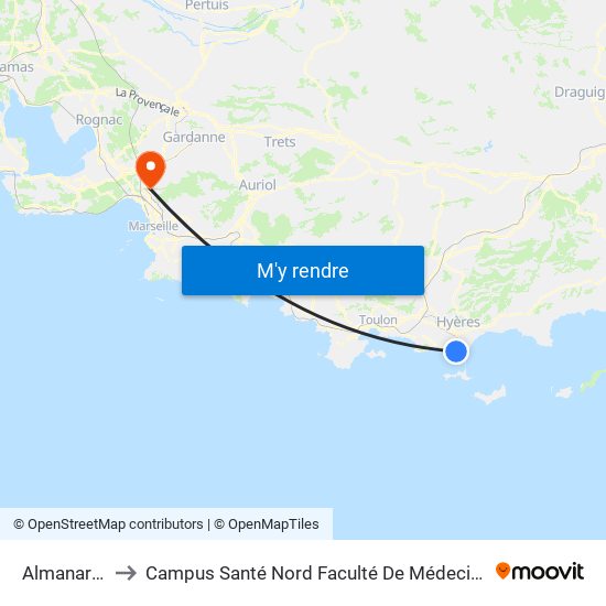 Almanarre to Campus Santé Nord Faculté De Médecine map