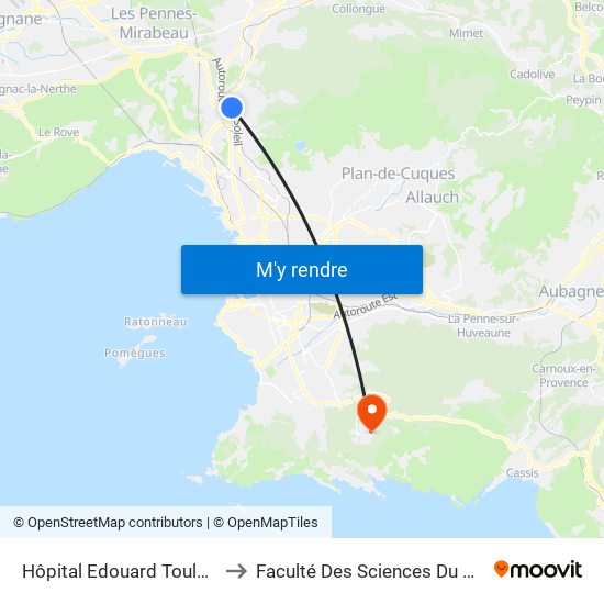 Hôpital Edouard Toulouse to Faculté Des Sciences Du Sport map