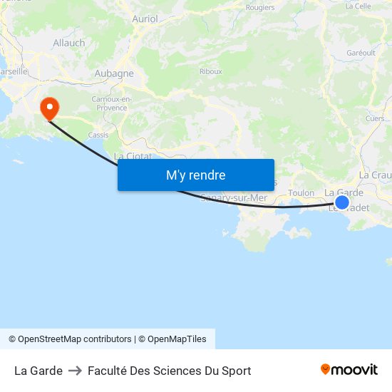 La Garde to Faculté Des Sciences Du Sport map