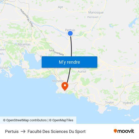 Pertuis to Faculté Des Sciences Du Sport map