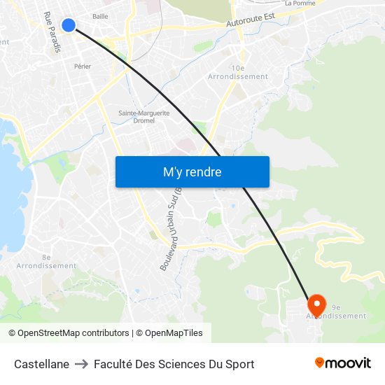Castellane to Faculté Des Sciences Du Sport map