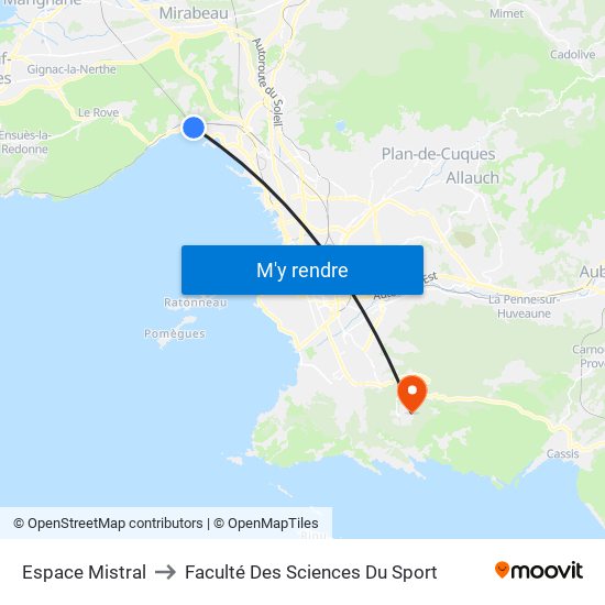 Espace Mistral to Faculté Des Sciences Du Sport map