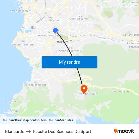Blancarde to Faculté Des Sciences Du Sport map