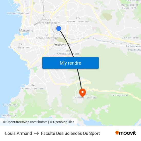 Louis Armand to Faculté Des Sciences Du Sport map