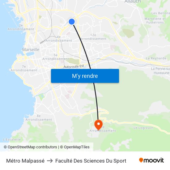 Métro Malpassé to Faculté Des Sciences Du Sport map