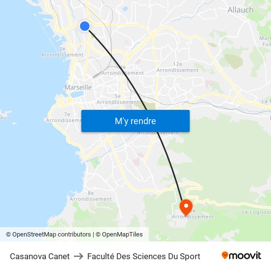 Casanova Canet to Faculté Des Sciences Du Sport map