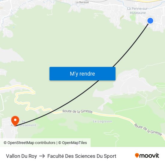 Vallon Du Roy to Faculté Des Sciences Du Sport map