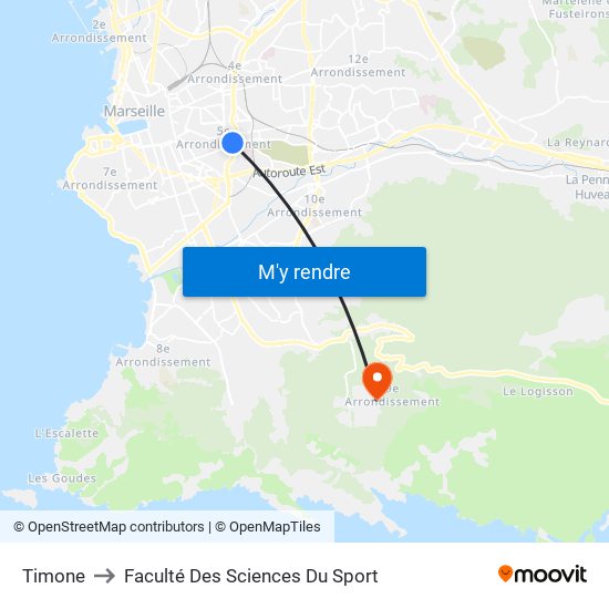 Timone to Faculté Des Sciences Du Sport map