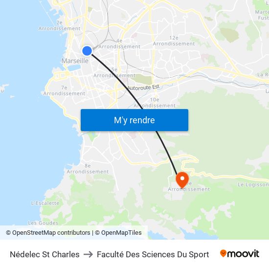 Nédelec St Charles to Faculté Des Sciences Du Sport map
