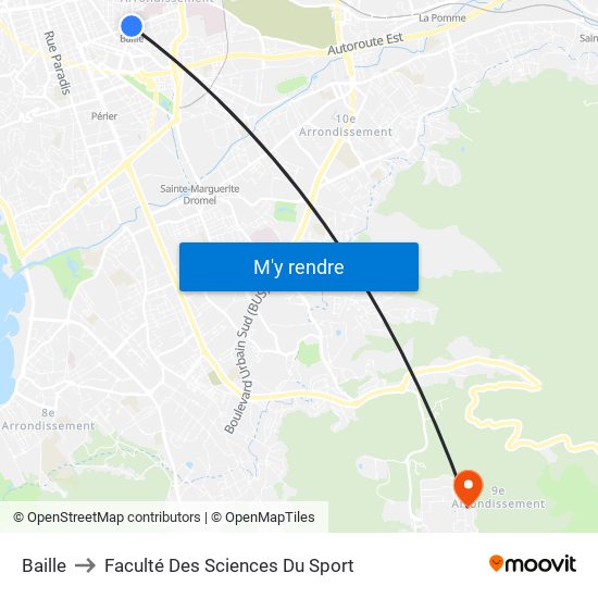 Baille to Faculté Des Sciences Du Sport map