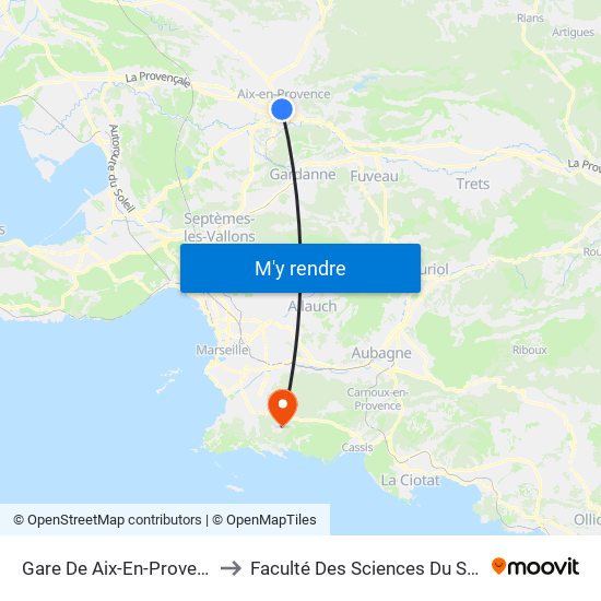 Gare De Aix-En-Provence to Faculté Des Sciences Du Sport map