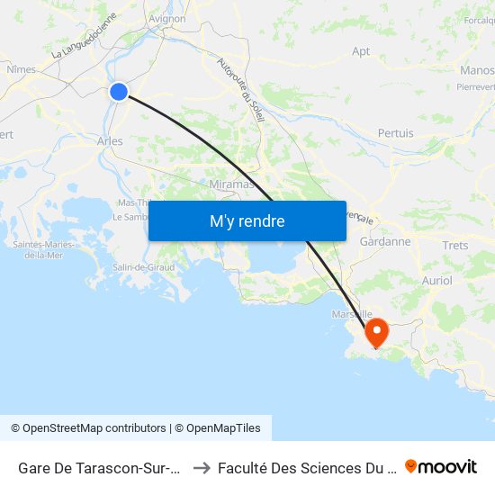 Gare De Tarascon-Sur-Rhône to Faculté Des Sciences Du Sport map