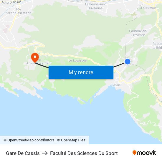 Gare De Cassis to Faculté Des Sciences Du Sport map