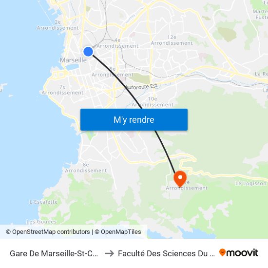 Gare De Marseille-St-Charles to Faculté Des Sciences Du Sport map