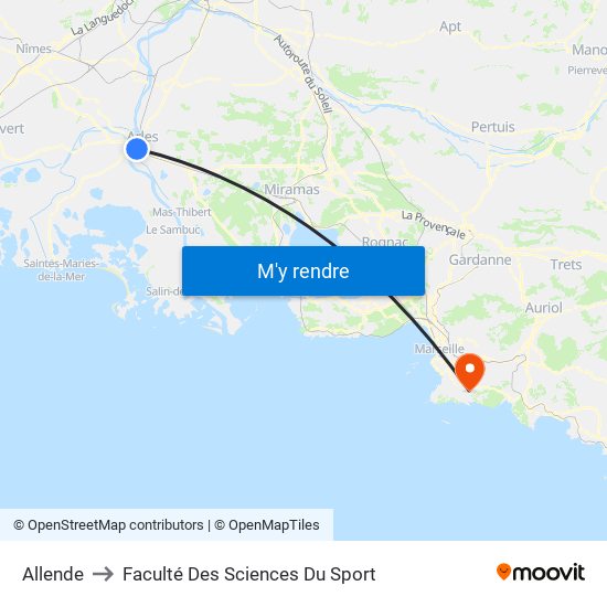 Allende to Faculté Des Sciences Du Sport map