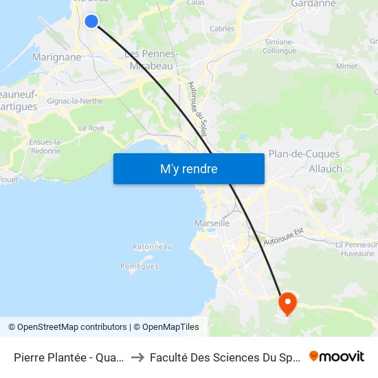 Pierre Plantée - Quai 7 to Faculté Des Sciences Du Sport map