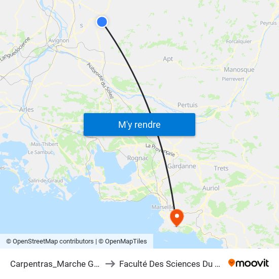 Carpentras_Marche Gare1 to Faculté Des Sciences Du Sport map