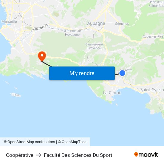 Coopérative to Faculté Des Sciences Du Sport map