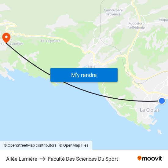 Allée Lumière to Faculté Des Sciences Du Sport map