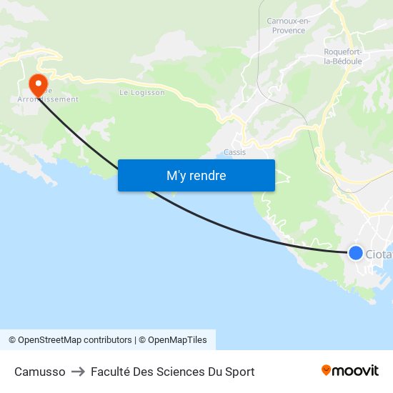 Camusso to Faculté Des Sciences Du Sport map