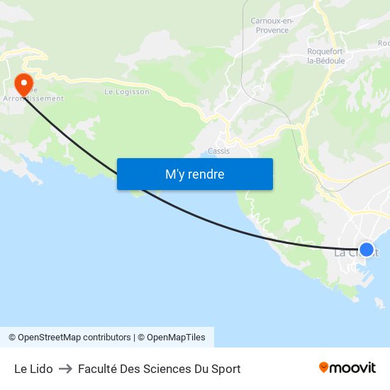 Le Lido to Faculté Des Sciences Du Sport map