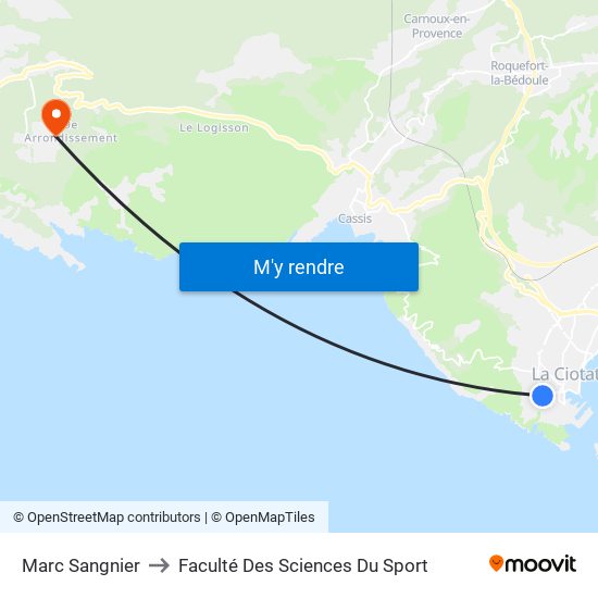 Marc Sangnier to Faculté Des Sciences Du Sport map