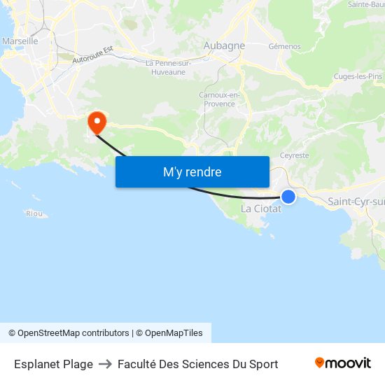 Esplanet Plage to Faculté Des Sciences Du Sport map