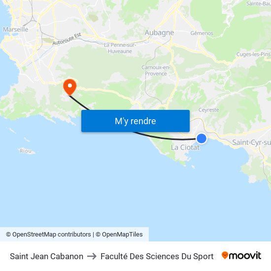 Saint Jean Cabanon to Faculté Des Sciences Du Sport map