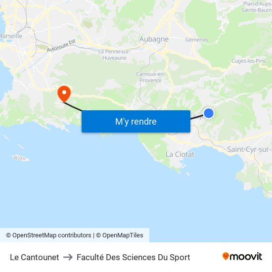 Le Cantounet to Faculté Des Sciences Du Sport map