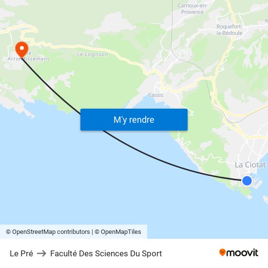 Le Pré to Faculté Des Sciences Du Sport map