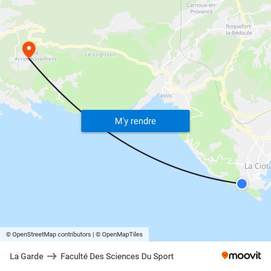 La Garde to Faculté Des Sciences Du Sport map