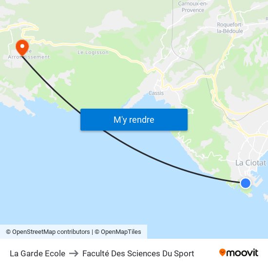 La Garde Ecole to Faculté Des Sciences Du Sport map