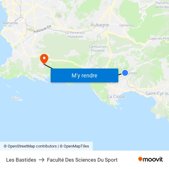 Les Bastides to Faculté Des Sciences Du Sport map