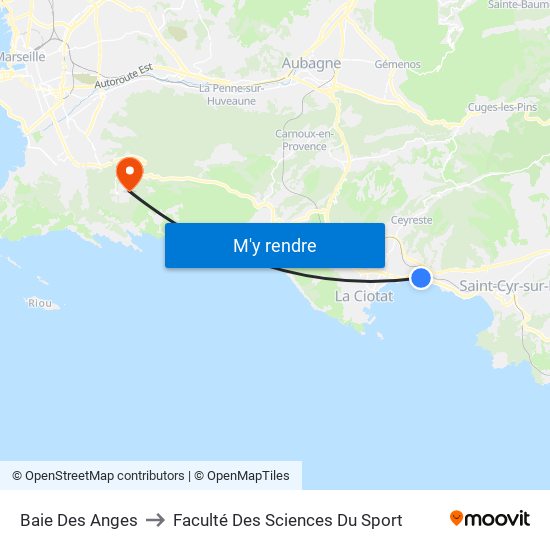 Baie Des Anges to Faculté Des Sciences Du Sport map