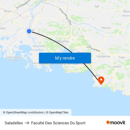 Saladelles to Faculté Des Sciences Du Sport map