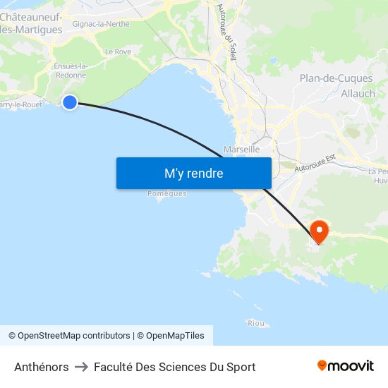 Anthénors to Faculté Des Sciences Du Sport map