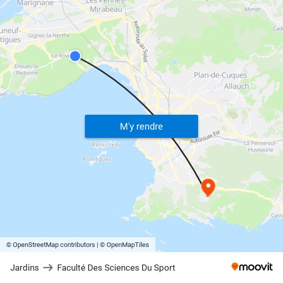 Jardins to Faculté Des Sciences Du Sport map