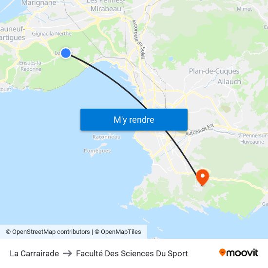 La Carrairade to Faculté Des Sciences Du Sport map