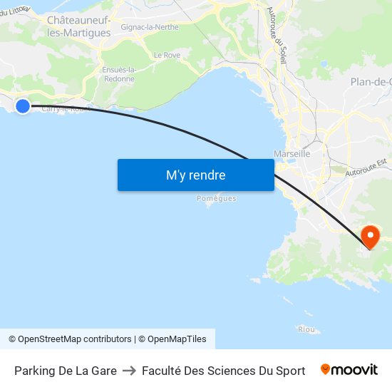 Parking De La Gare to Faculté Des Sciences Du Sport map