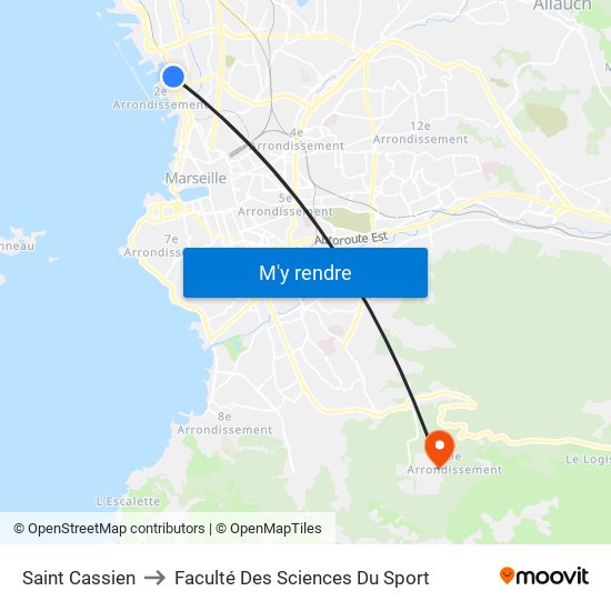 Saint Cassien to Faculté Des Sciences Du Sport map