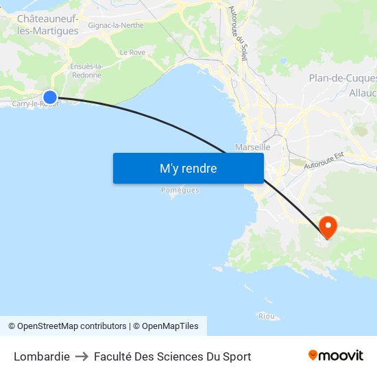 Lombardie to Faculté Des Sciences Du Sport map