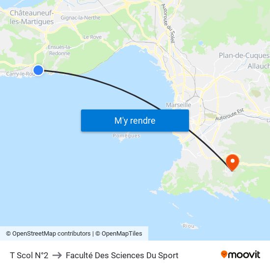 T Scol N°2 to Faculté Des Sciences Du Sport map