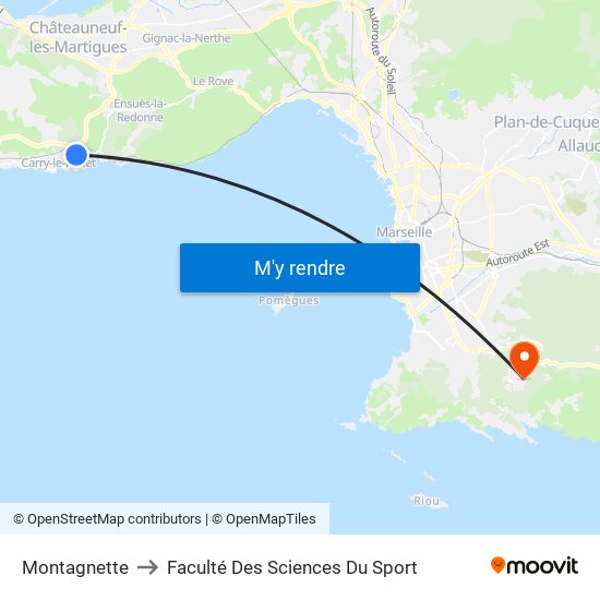 Montagnette to Faculté Des Sciences Du Sport map
