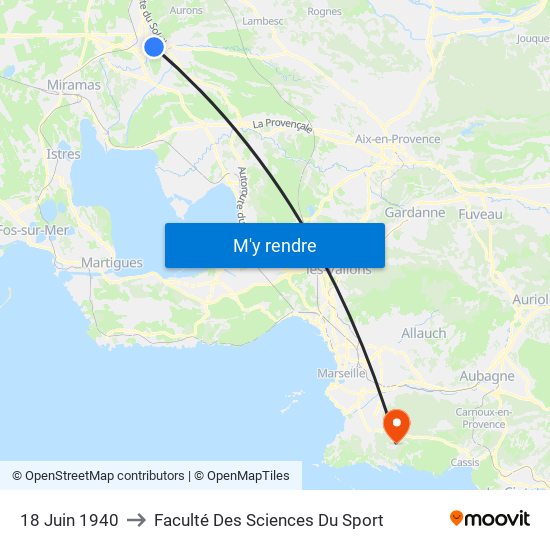 18 Juin 1940 to Faculté Des Sciences Du Sport map