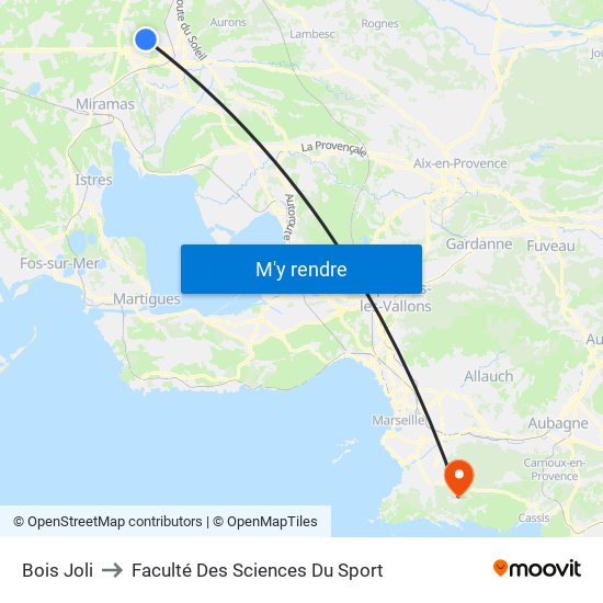 Bois Joli to Faculté Des Sciences Du Sport map