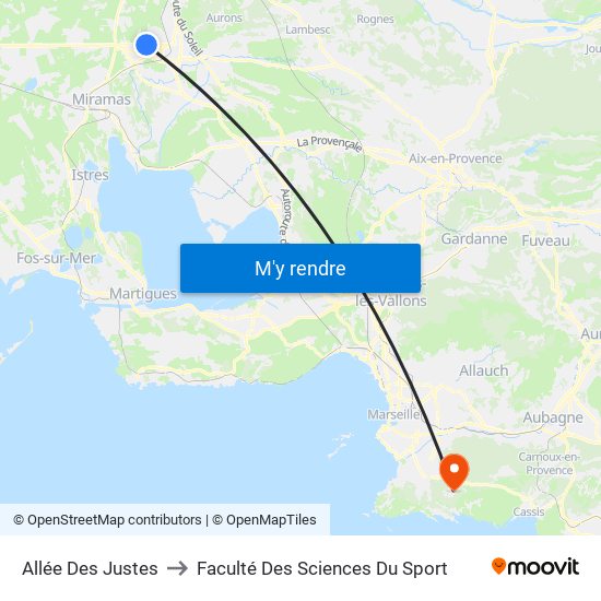 Allée Des Justes to Faculté Des Sciences Du Sport map